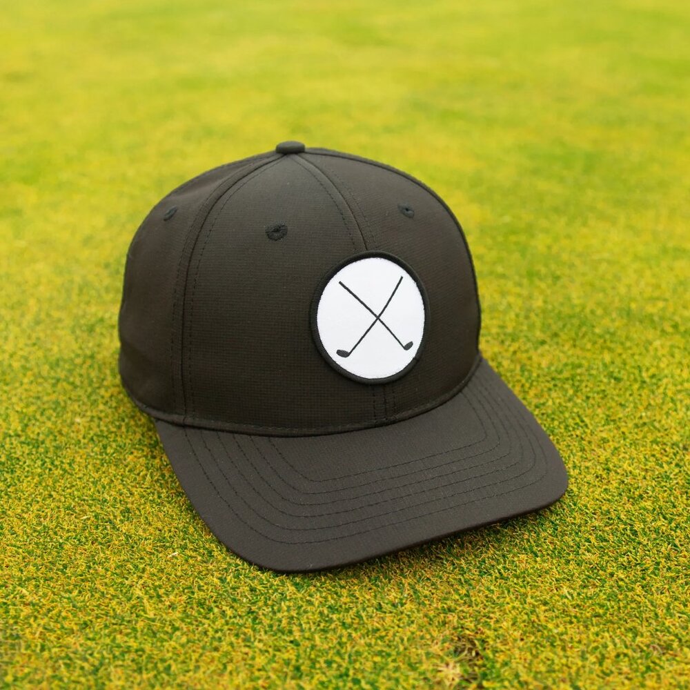 Golf Club Signatures Crossed Adjustable Baseball Hat - Black